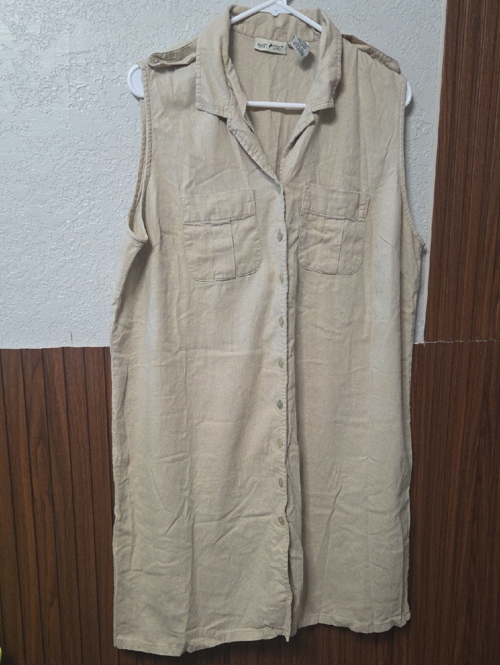 White Stag Tan Linen Blend Button-Up Top Xlarge Size Linen And  Rayon P2p 24 In - Picture 6 of 6